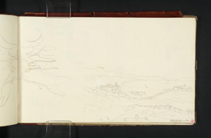 Joseph Mallord William Turner, ‘Buxton from the South-West; a Two-Arched Bridge and Hills, Possibly in the Peak District’ ?1831