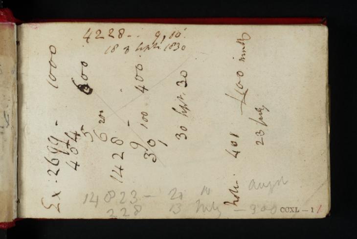 Joseph Mallord William Turner, ‘Inscriptions by Turner: Accounts’ 1830