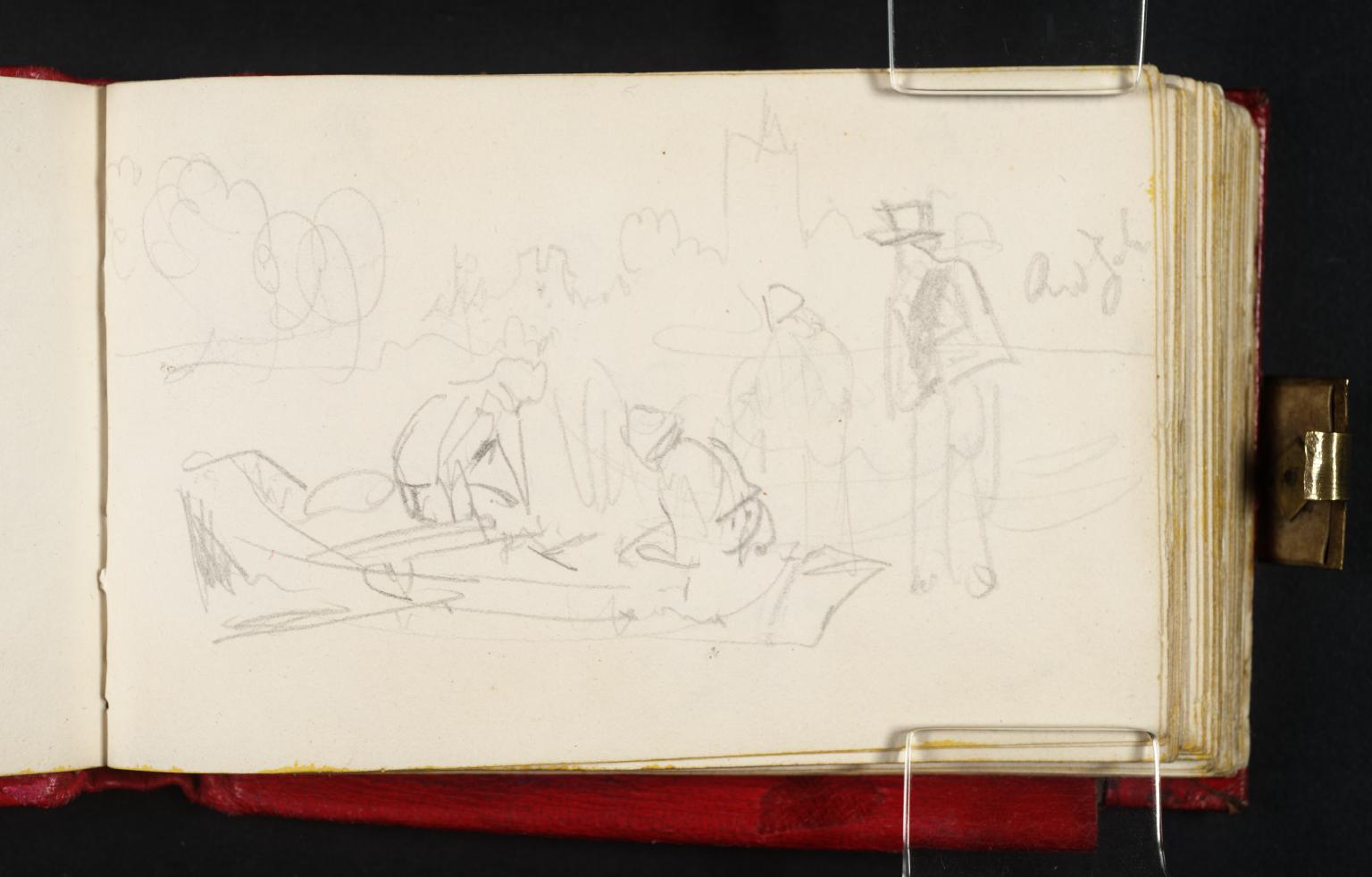 Figures with a Boat beside the River Thames, Probably at Putney