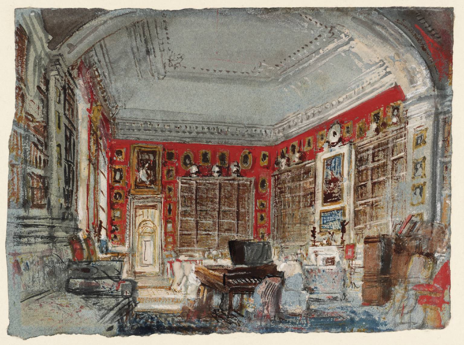 D22678: Petworth: the White Library, looking down the Enfilade from the Alcove, 1827