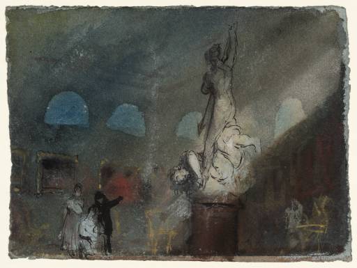 Joseph Mallord William Turner, ‘Petworth House: The North Gallery at Night, with Figures Contemplating Flaxman's Statue, 'St Michael Overcoming Satan'’ 1827