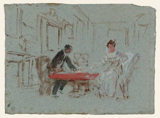 Joseph Mallord William Turner, ‘Petworth House: A Man and Woman in the Marble Hall ('The Backgammon Players')’ 1827