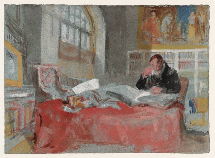 Joseph Mallord William Turner, ‘Petworth House: A Man Seated at a Table in the Old Library’ 1827