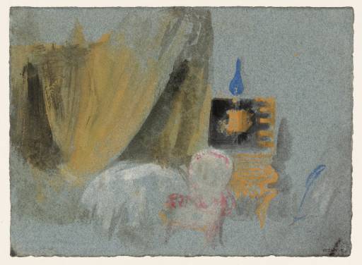 Joseph Mallord William Turner, ‘Petworth House: A Chinese Lacquer Cabinet and a Bed with Yellow Curtains’ 1827