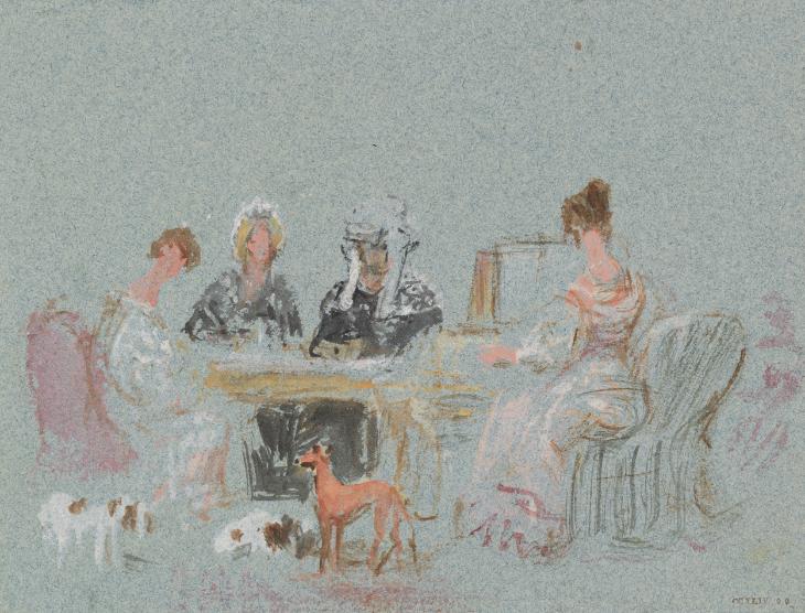 Joseph Mallord William Turner, ‘Petworth House: Figures in the White Library ('A Dame's Party')’ 1827