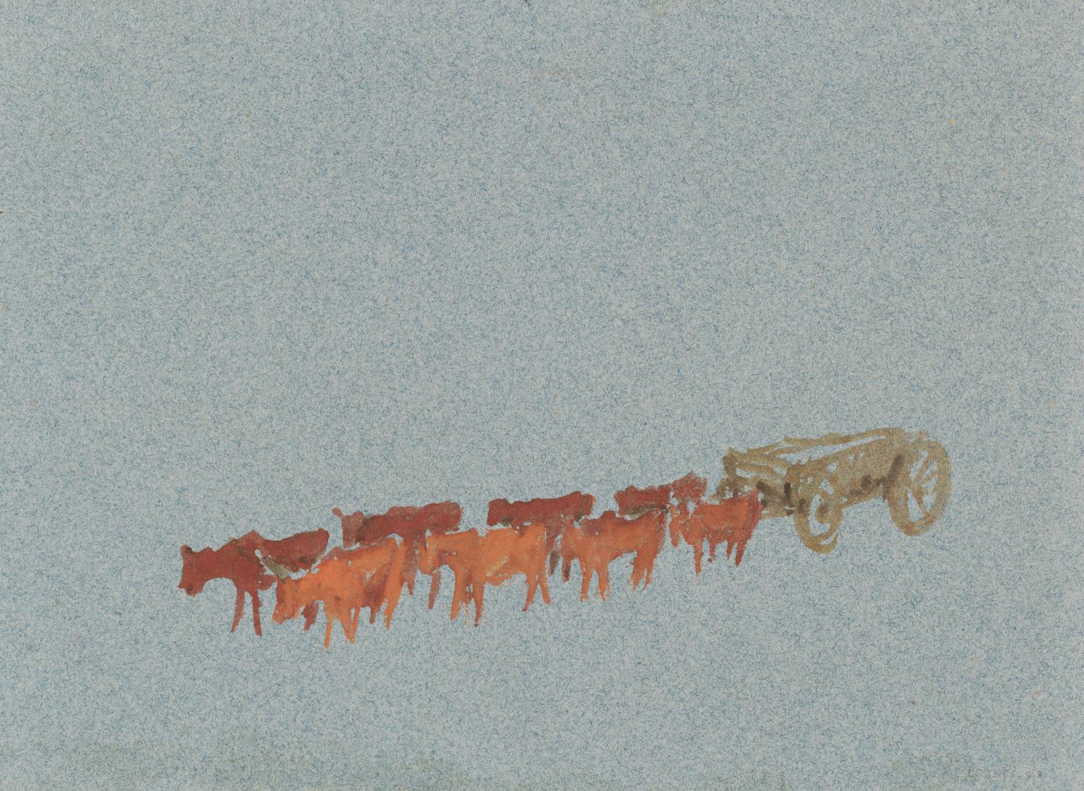 A Team of Eight Cattle Pulling a Wagon (‘The Bullock Wagon’)