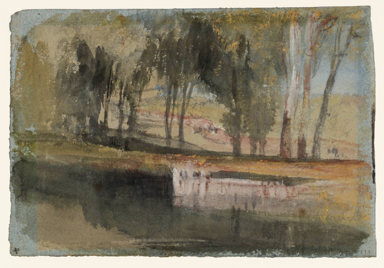 Reflections in Petworth Lake: A Rider Glimpsed through Trees