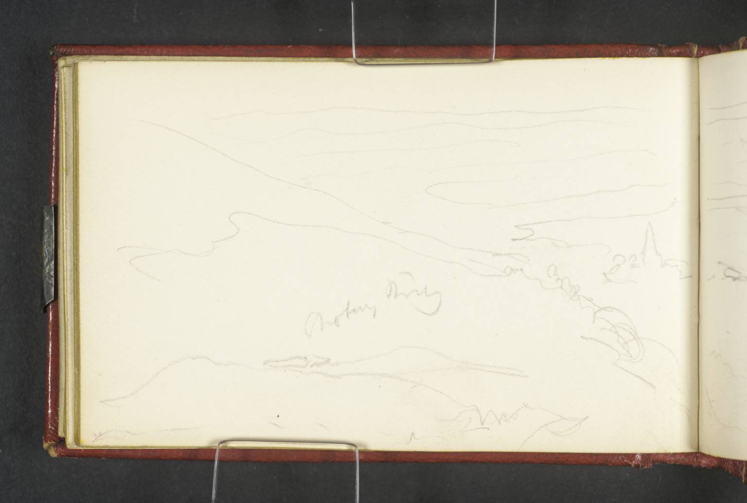River, with Castle in Mid-Distance. Chobury (Chanctonbury) Ring and ?Kimberley Castle [Turner]