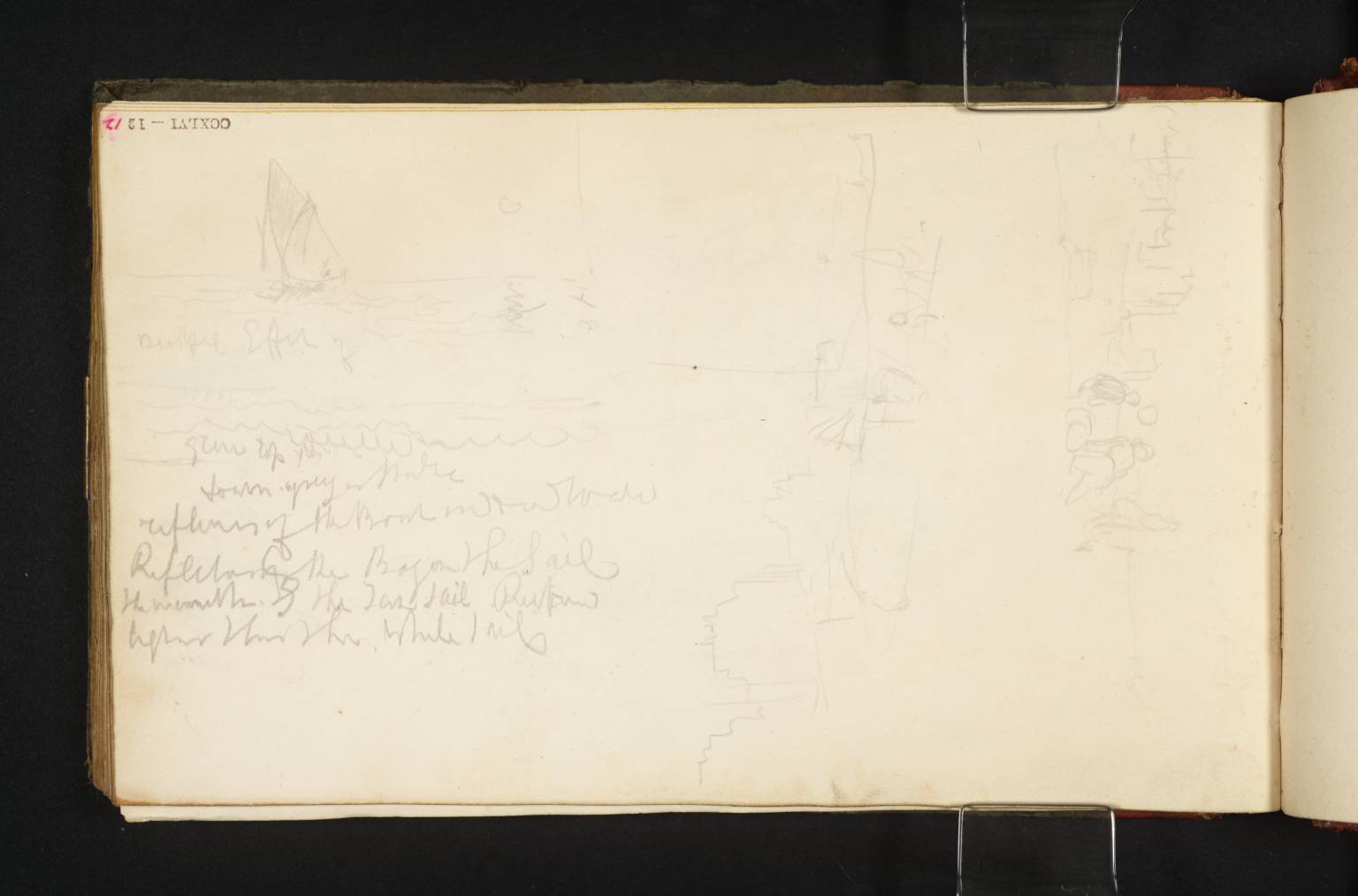 Sketches on Coast; One, a View Looking out to Sea with a Sailing Boat