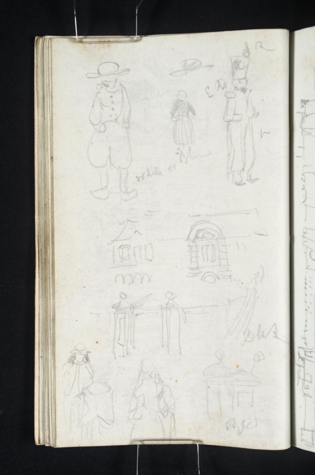 Sketches of Figures and a Building at Lorient (Possibly the Magazin de l’Artillerie du Prohibe)