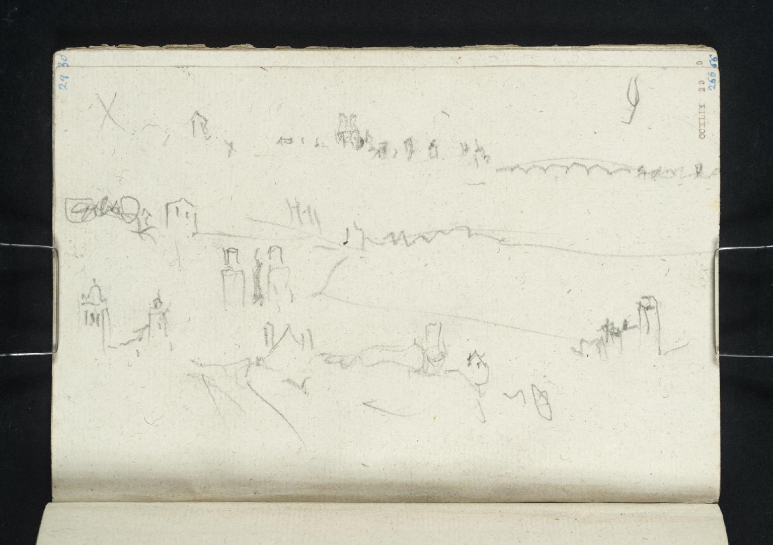 Distant Views of the Towers of Orléans; Tower of the Church of St-Paul in Lowest Sketch