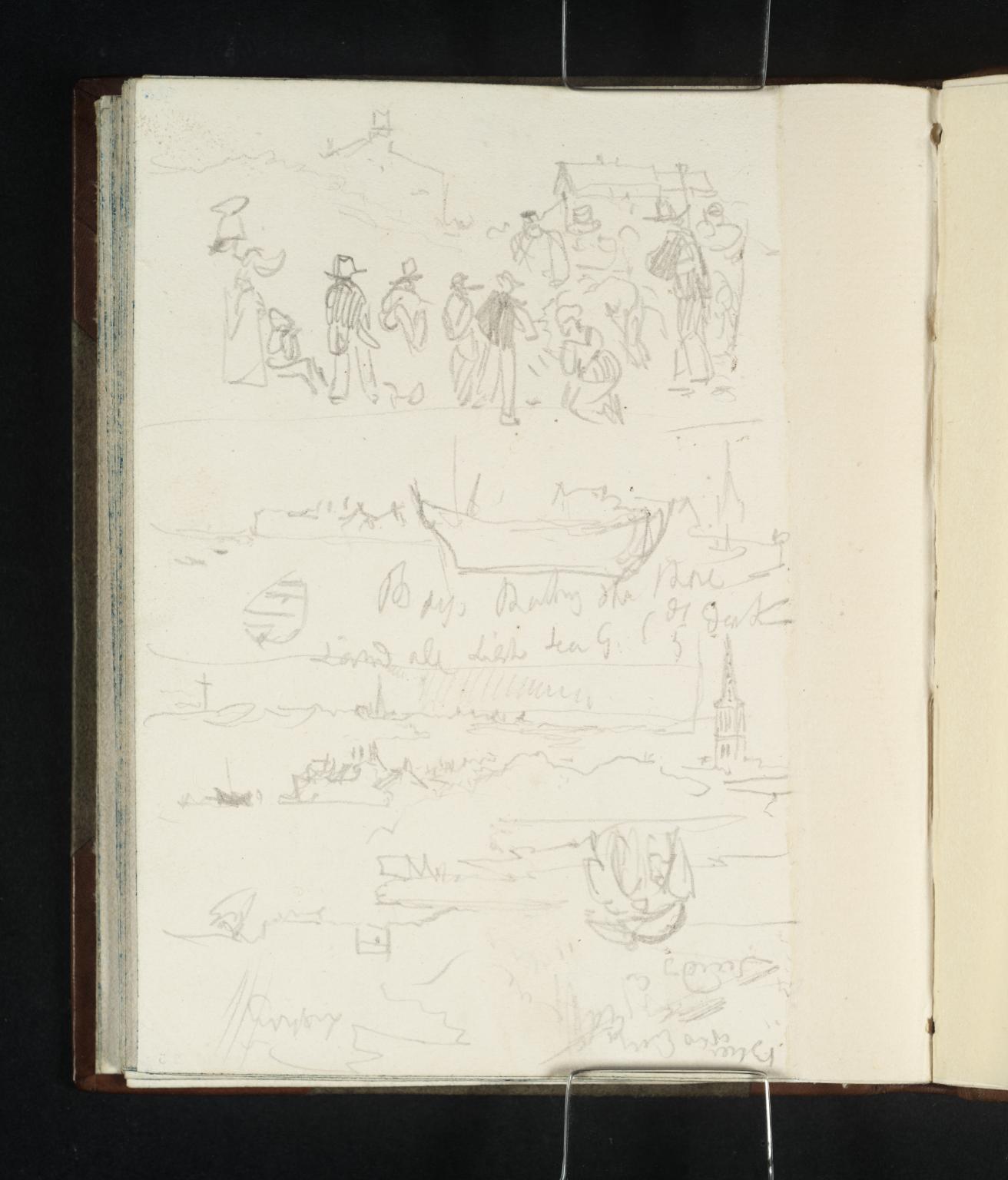 Figures on Shore, and Other Sketches. Boys Baiting on the Shore [Turner]