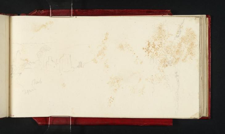 Joseph Mallord William Turner, ‘Part of a Sketch of Rouen from St Catherine's Hill with the Tower of St Ouen; and Tower on a Hillside’ 1821