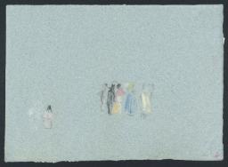 A Group of Figures ?with Parasols on a Beach