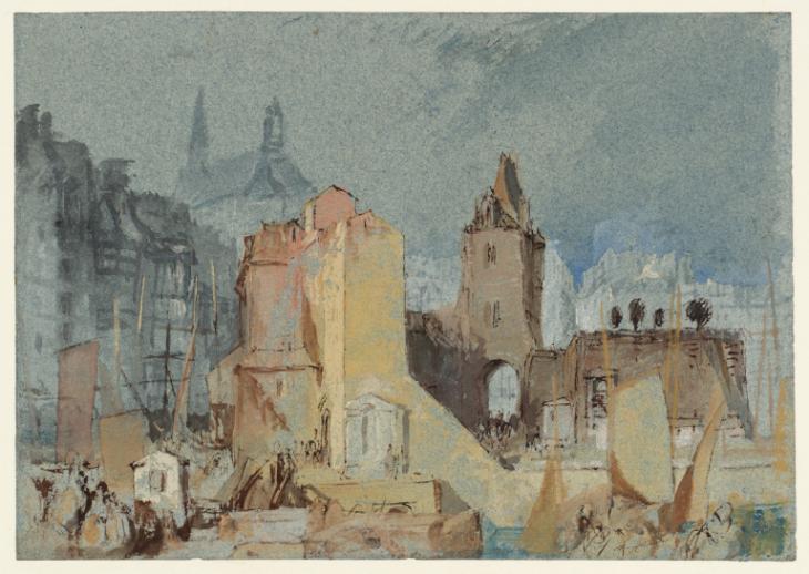 Joseph Mallord William Turner, ‘The Lieutenancy Building and Church of Sainte-Catherine at Honfleur, Normandy’ c.1832