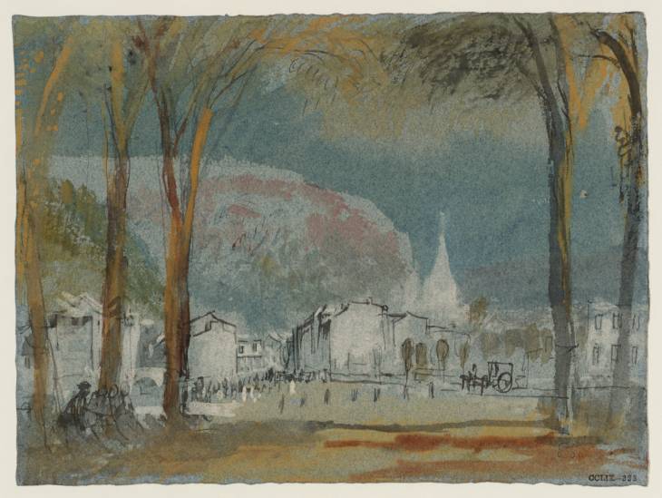 Joseph Mallord William Turner, ‘The Place Royale, Spa, from the Entrance to the 'Promenade de Sept-Heures'’ c.1839