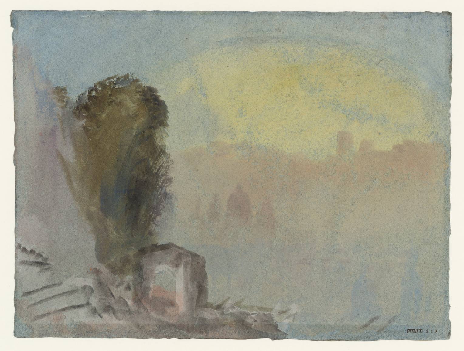 Sunrise over Distant Town. (?French)