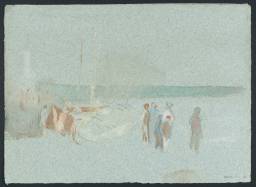 Seashore Scene, with Figures and Boats