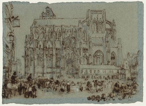 Joseph Mallord William Turner, ‘Louviers: the south facade of the Church of Notre Dame’ ?1827-9
