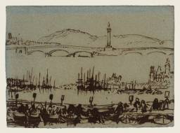 Studies of the Bridge of Boats and the Pont d&#8217;Angoulème, Rouen