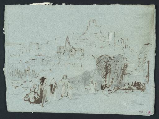 Joseph Mallord William Turner, ‘Gisors: the Church of St-Gervais and St-Protais, with the Chateau above’ ?1827-9
