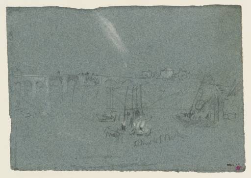 Joseph Mallord William Turner, ‘A ?French Bridge, with Shipping’ c.1830