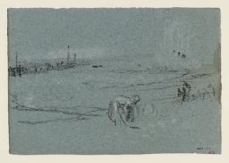 A Stooping Fisherwoman on a Beach