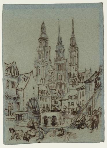 Joseph Mallord William Turner, ‘Evreux: A Street, with the Spires of the Cathedral of Notre-Dame’ ?1827-9