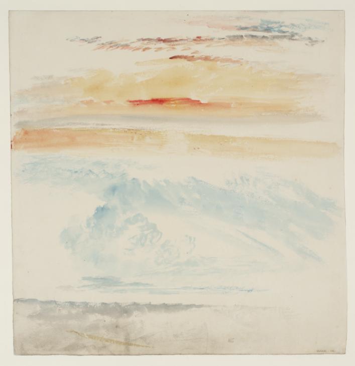 Joseph Mallord William Turner, ‘Two Studies of Skies above Landscapes or the Sea, by Day and at Sunset or Dawn’ c.1820-40
