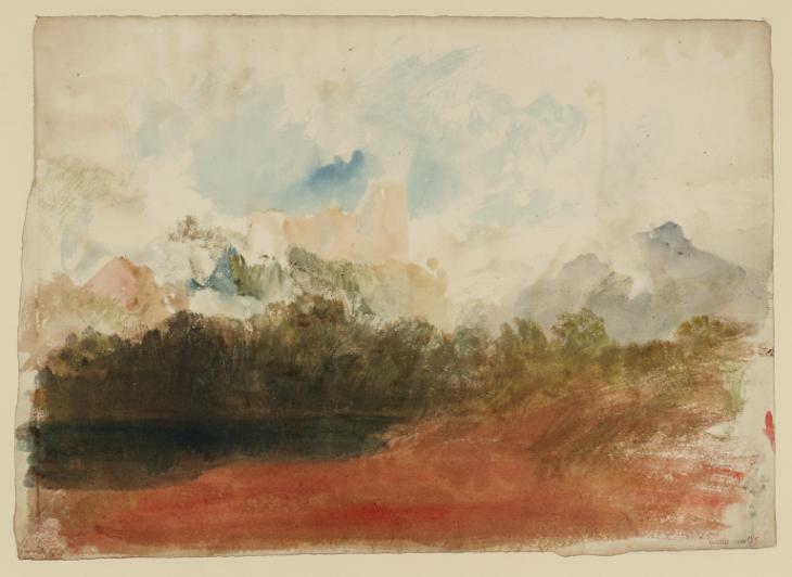 Joseph Mallord William Turner, ‘A Lake or River, with a Castle and Hills Beyond’ c.1820-40