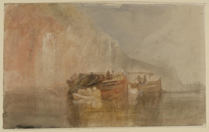 Joseph Mallord William Turner, ‘Barges on the River Rhine at Kaub’ c.1820-4