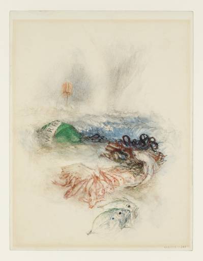 Joseph Mallord William Turner, ‘Study for Unidentified Vignettes: Wreck Buoy, Gurnet, Dogfish, and Plaice’ c.1835