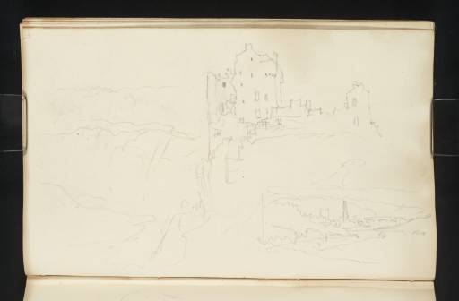 Joseph Mallord William Turner, ‘Neidpath Castle, Peebles, From the South; and Peebles Bridge and Church from the West’ 1834