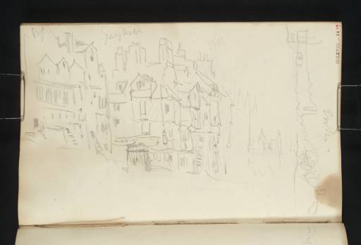 Joseph Mallord William Turner, ‘Moubray House and John Knox House, Netherbow, Edinburgh; and a Coastline’ 1834