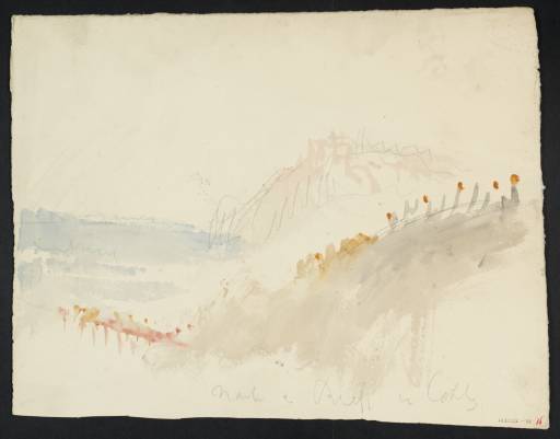 Joseph Mallord William Turner, ‘View from Hillside: Bridge of Boats with Troops, Looking North onto Ehrenbreitstein’ c.1841-2