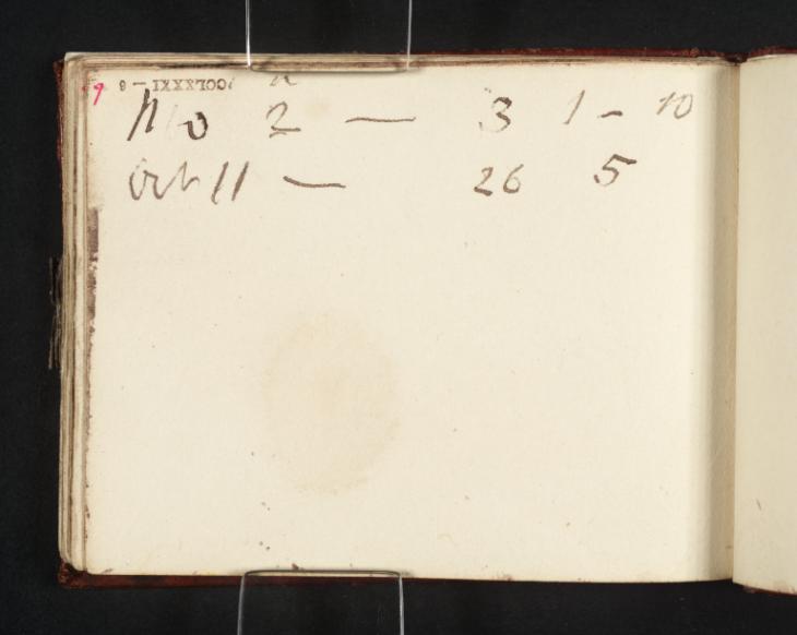Joseph Mallord William Turner, ‘Inscription by Turner: ?Accounts’ c.1834-6