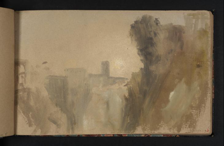 Joseph Mallord William Turner, ‘Riverside Terrain with Buildings’ c.1834