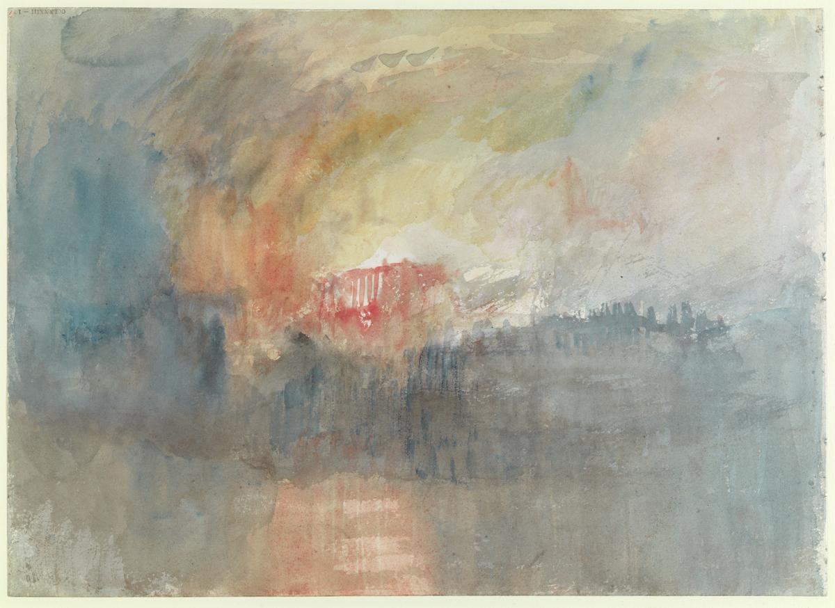 J M W Turner Poster Reprint  titled The Burning of the Houses of Lords and Commons 16 October 1834,