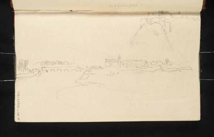 Joseph Mallord William Turner, ‘View Upstream at Givet towards Saint-Hilaire and Fort Charlemont’ 1839