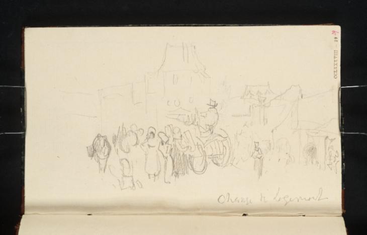 Joseph Mallord William Turner, ‘Figures around a Carriage in a Town Square’ 1839