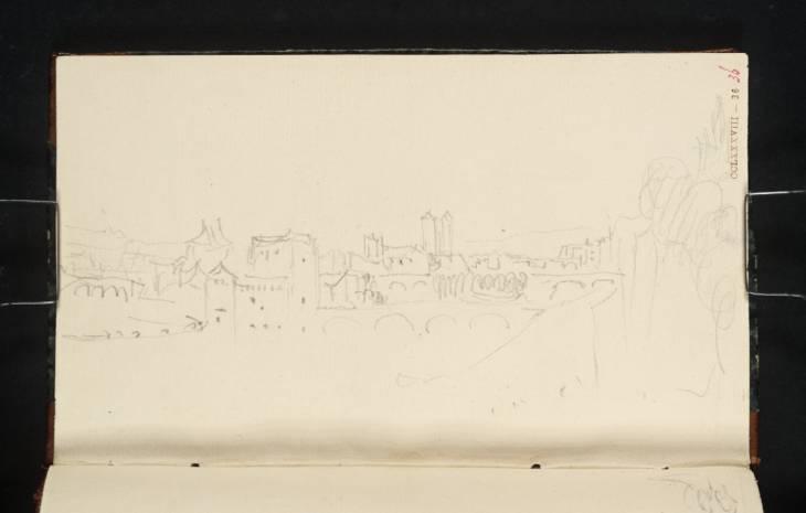 Joseph Mallord William Turner, ‘View at Metz from the Rue de la Garde Looking down the Moselle under its Four Bridges and (Centre) at the Towers of St Vincent's Church’ 1839