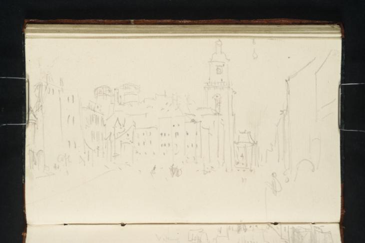 Joseph Mallord William Turner, ‘The Market Place at Thionville, Looking towards the Towers of Saint-Maximin Church and the Bell-Tower of the Sixteenth-Century Town Hall’ 1839