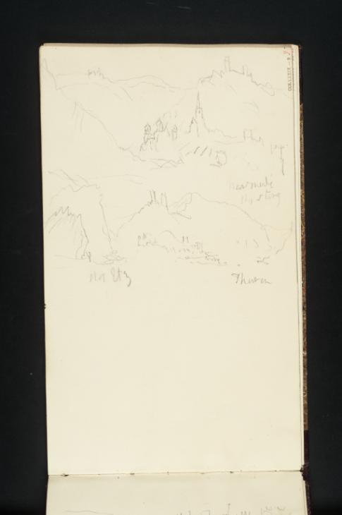 Joseph Mallord William Turner, ‘Alken and Burg Thurandt, Looking Upstream; Alken and Burg Thurandt, Looking Upstream from further from the Town’ 1839