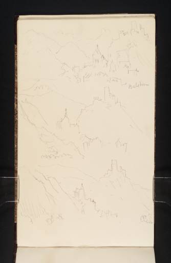 Joseph Mallord William Turner, ‘Three Sketches of Beilstein and Burg Metternich, Looking Upstream from Viewpoints successively further from the Town Going Downstream’ 1839