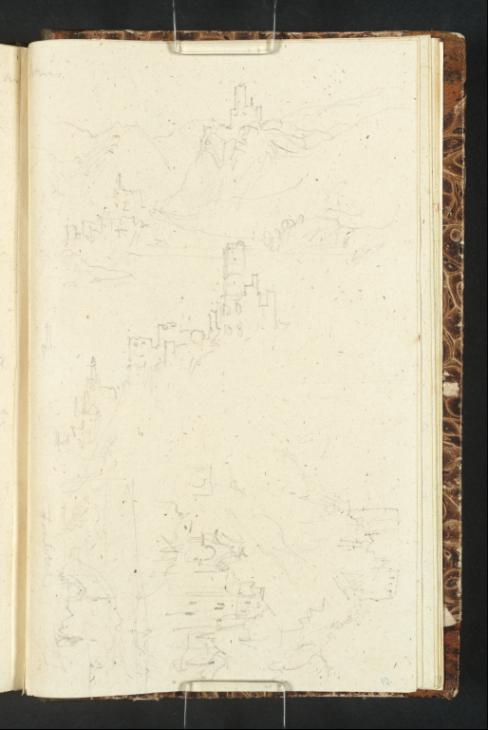 Joseph Mallord William Turner, ‘Beilstein and Burg Metternich, Looking Downstream; Burg Metternich and Riverside Buildings at Beilstein; ?Distant View of Trarbach’ 1839