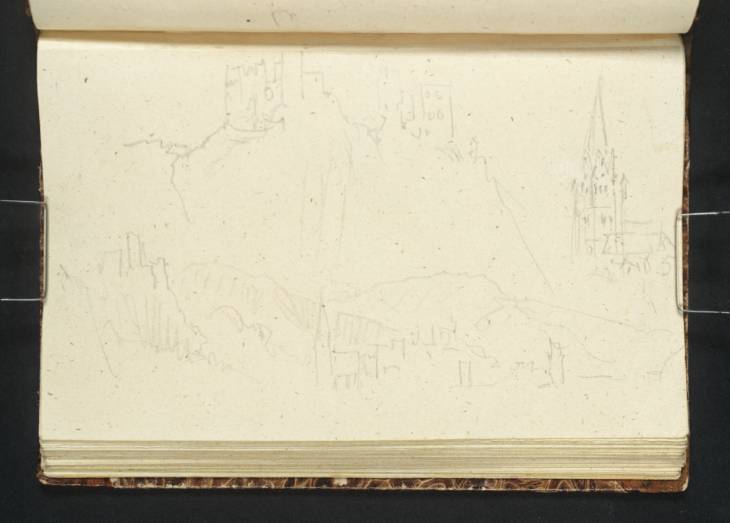 Joseph Mallord William Turner, ‘Oberwesel and the Schönburg, Looking Downstream; Details of the Schönburg and the Liebfrauenkirche’ 1839