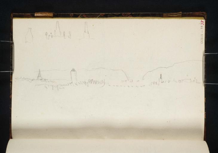 Joseph Mallord William Turner, ‘Three Sketches of the Monument to General Hoche at Weissenthurm; Weissenthurm and Neuwied with the Flying Bridge, Looking down the Rhine’ 1839