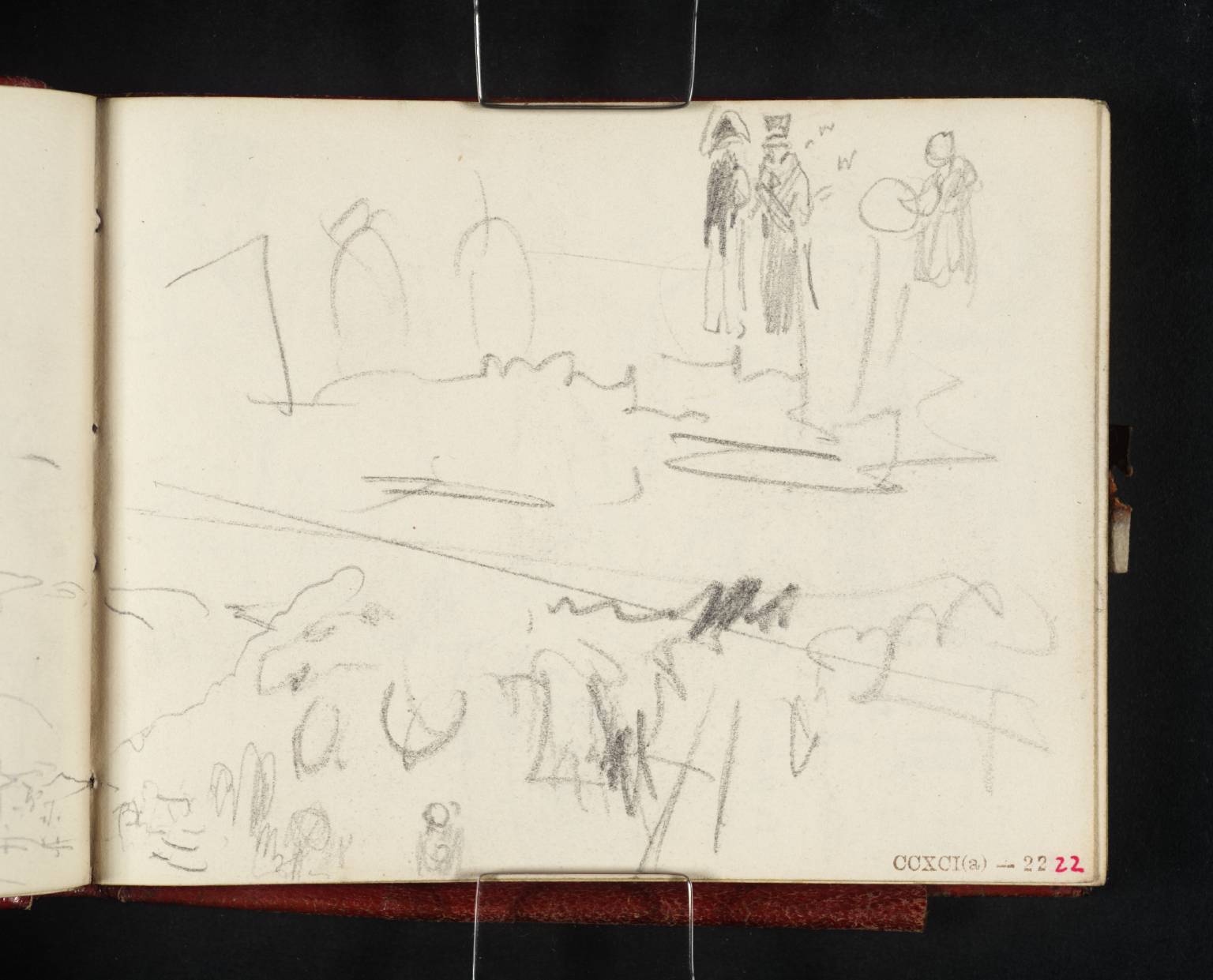 View of Bad Elms; Also Figures with Shipping