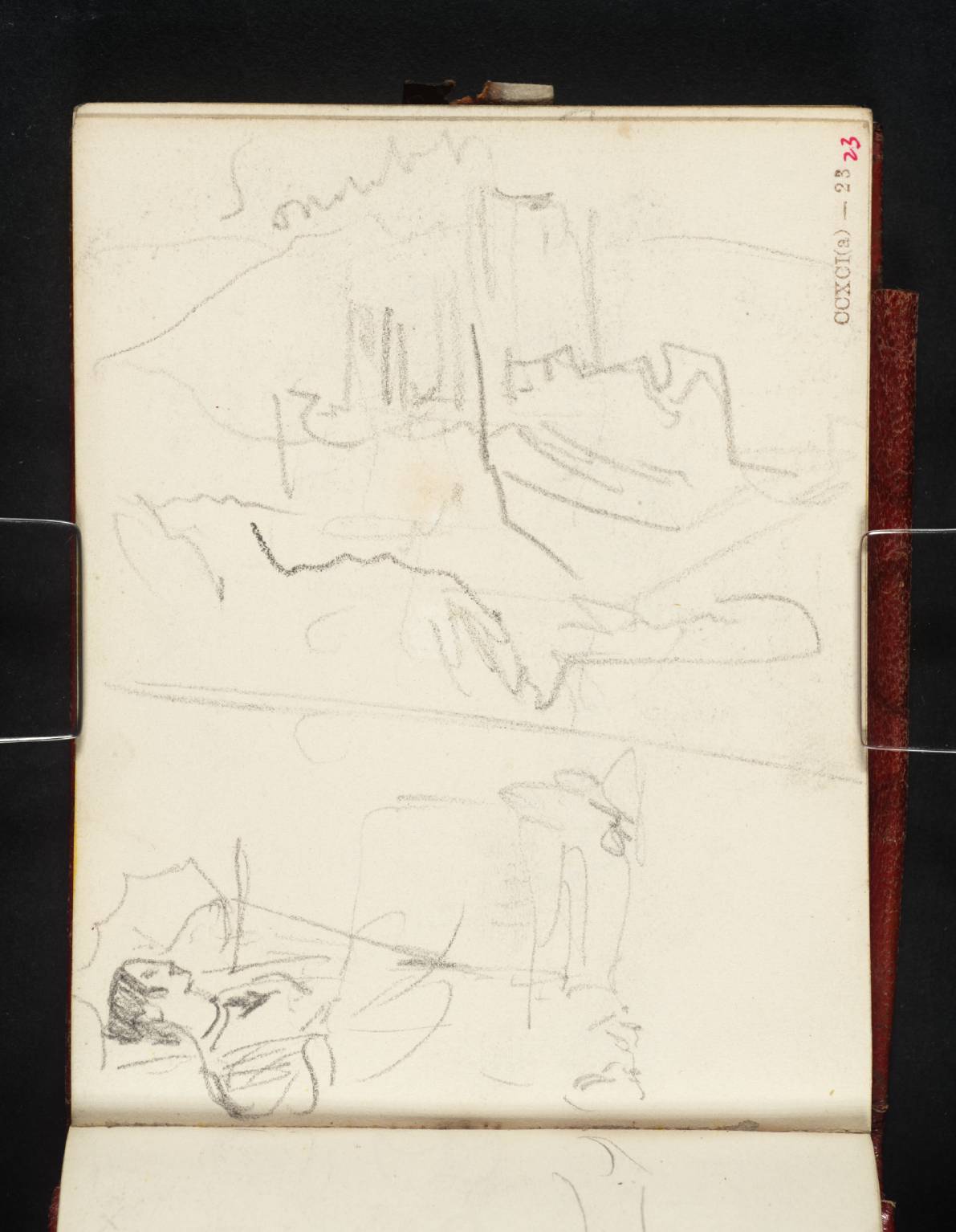 Ruins of Castle - the Sonnenberg [Turner], near Wiesbaden; Also a Female Figure, Seated