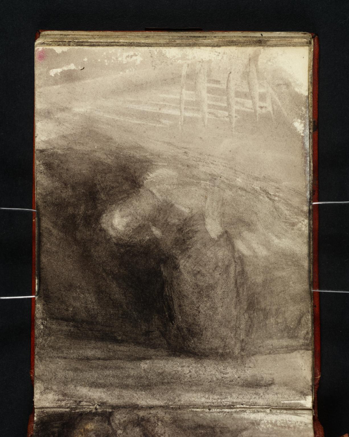 A Curtained Bed, with a Woman Looking Out